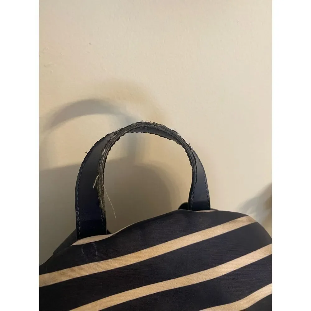 Kate Spade Chelsea navy blue white striped backpack purse medium nylon